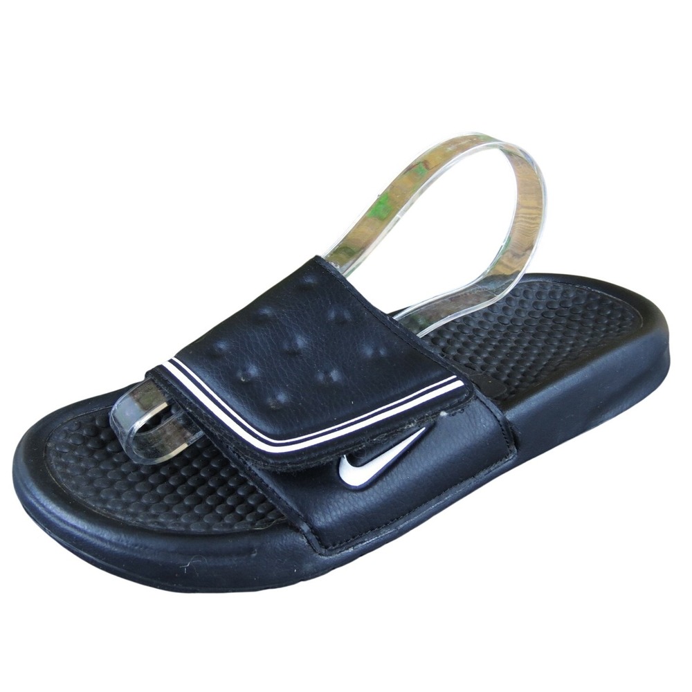 Nike Slide Comfort Boys Y 6 Medium Sandal Black Synthetic Hook & Loop